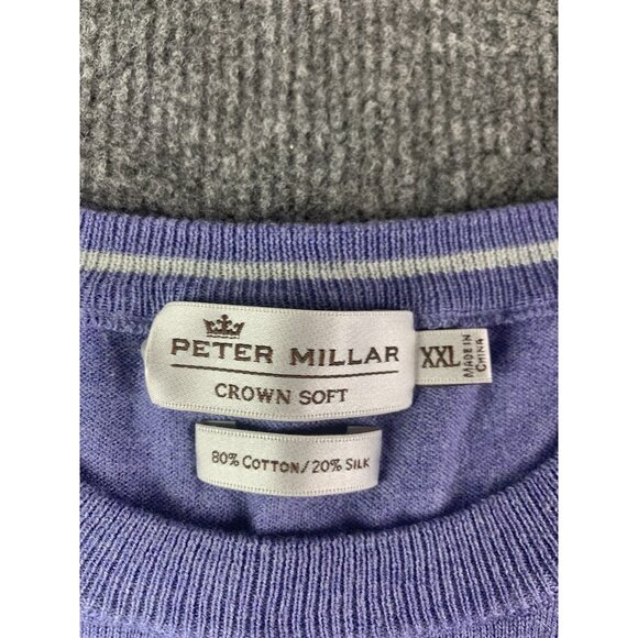 Peter Millar Crown Soft Mens Cotton/Silk V Neck Sweater Pebble Beach Size XXL - Picture 3 of 8